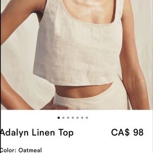 Reformation Adalyn Linen Crop Top Oatmeal